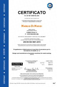 UNI EN ISO 9001:2015 certified